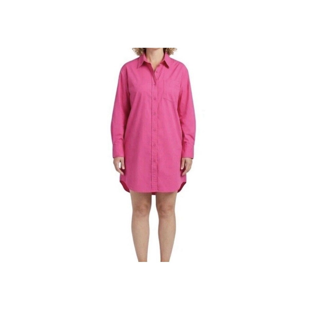 English Factory Hot Pink Cotton Button Down Mini Shirt Dress Size Small S - Picture 12 of 12